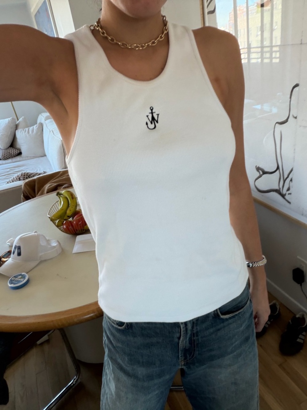 JW ANDERSON White Ribbed Anchor Tank